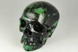 Realistic, Carved African Green Stone Verdite (Fuchsite) Skull #199620-1
